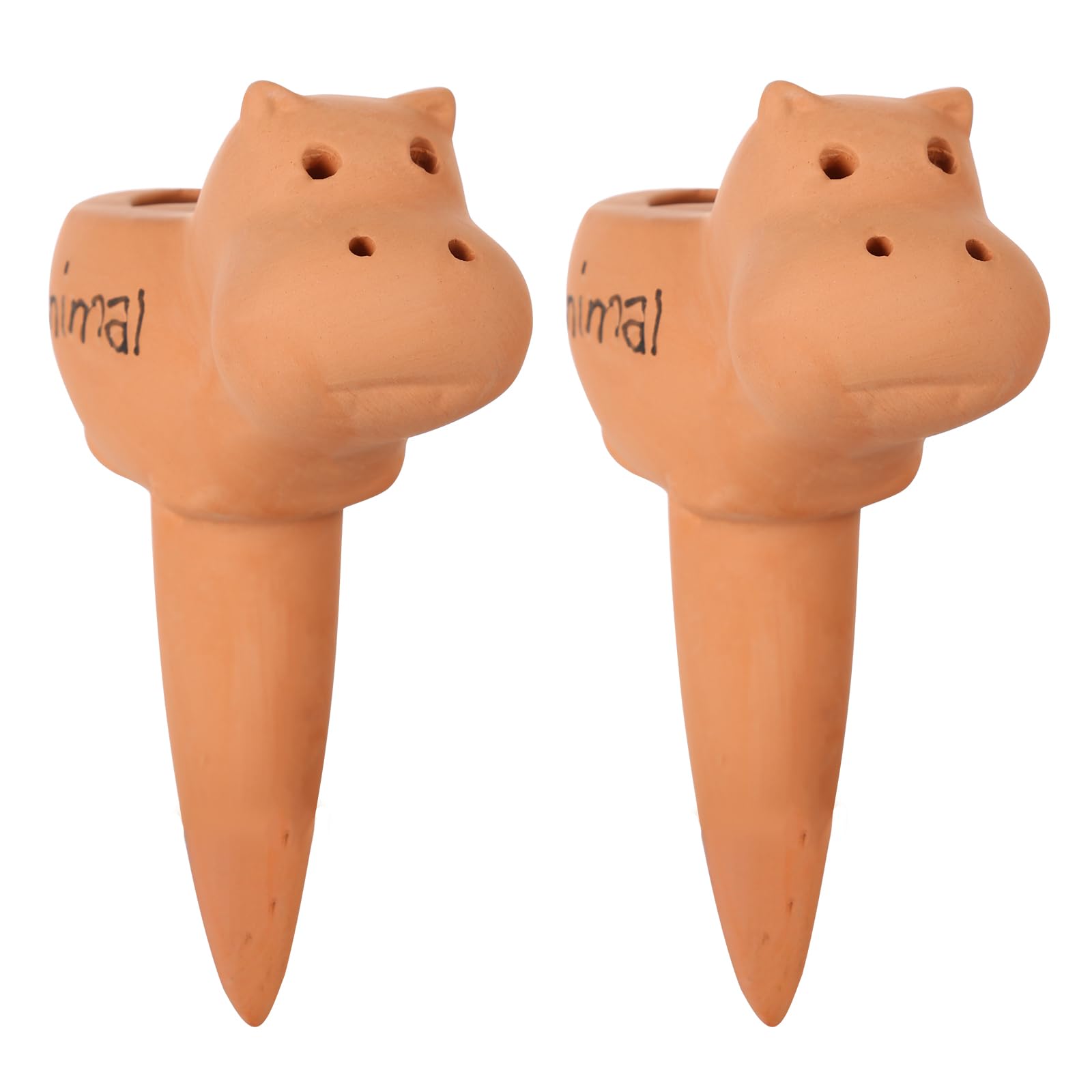 2 Pack Hippo Terracotta Plant Watering Spikes Plant Nanny Watering Spikes Self-Watering Stakes for Indoor for Small and Medium Sized Plants