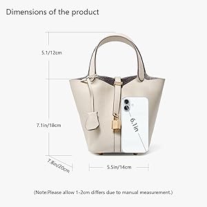 Amazon.com: Genuine Leather Lock Design Bucket Bag Vegetable