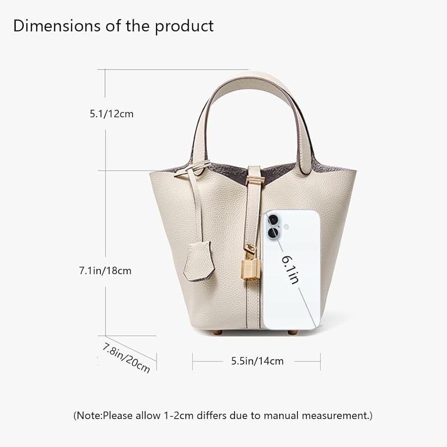 Amazon.com: Generic Genuine Leather Lock Design Bucket Bag