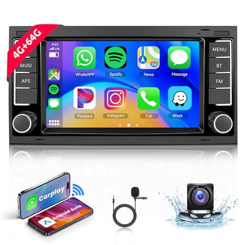 4GB+64GB Android Autoradio pour VW Touareg 2004-2011 pour VW T5 T6 Multivan 2004-2009 avec CarPlay Android Auto, Hodozzy 7 Pouces Écran Tactile Radio Bluetooth, GPS,...