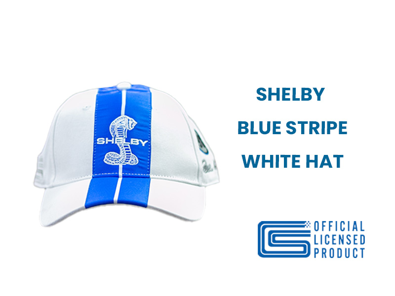 Carroll Shelby® Super Snake White and Blue Cap Hat - Two Stripe