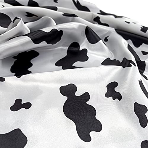 Luxurious Black and White Cow Print Satin Fabric - Perfect for Crafting and Home Décor, 1 Yard of Versatile Polyester 5 Luxurious Black and White Cow Print Satin Fabric - Perfect for Crafting and Home Décor, 1 Yard of Versatile Polyester - Image 4