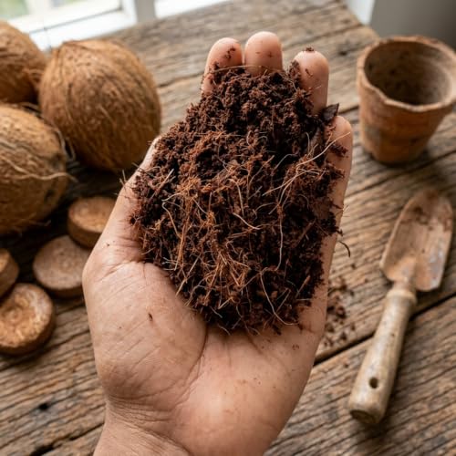 Image of Pure Cocopeat Powder Ready to Use 450 gm. Perfect Coco Soil for Potting Mix. Natural Coconut Coir Fibres by Oorvar