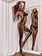 Bommi Fairy Damen Bodystocking Neckholder Rückenfrei Catsuit Ouvert Schwarz Sexy Unterwäsche Dessous OneSize (Schwarz)
