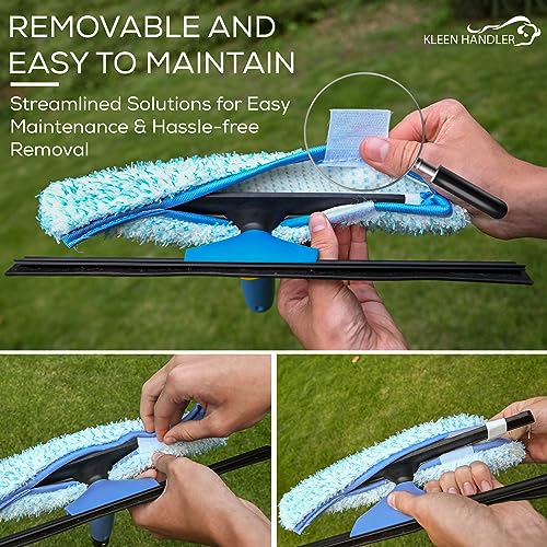Image of Kleen Handler 12 Pack Professional 14 inch Window Washing Squeegee, 2-in-1 Window Cleaning Tool, Scrubber and Squeegee Combo, Glass Shower Bathroom Car Pro Window Cleaner (Pack of 12)