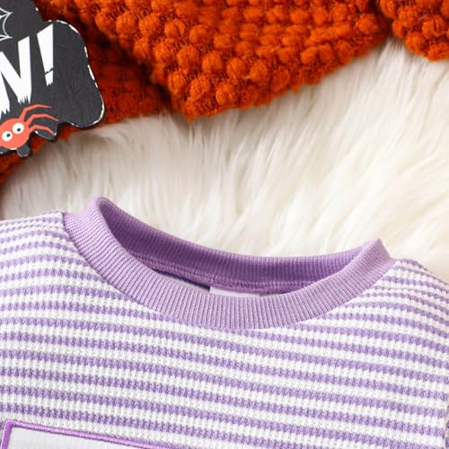 Children's Pullover Sweatsuits Halloween Printed Long Sleeve Sweatpants Two Piece Set Fashion Comfy Sets U-96 Purple 04