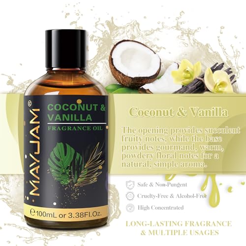 MAYJAM Aceite Perfumado de Coco y Vainilla 100ml, Aceite con Fragancia Para Difusores de Aceites Esenciales, Aromaterapia, Hogar, Quemador de Aceite - imagen 3