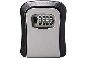 4 Digit Combination Lock Box Weatherproof Key Safe with Shackle (Black/Silver)