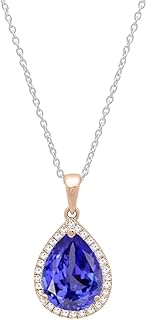 Dazzlingrock Collection 14K 10X7 MM Pear Gemstone & Round Diamond Ladies Pendant (Silver Chain Included), Rose Gold