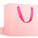 EUSOAR Large Pink Gifts Wrap Bags with Handles, 12 Pack 12.5x4.5x11 inches Shopping Bags Bulk, Retail Wrapping Bags for Wedding, Craft Grocery, Boutique, Party Favor, Business