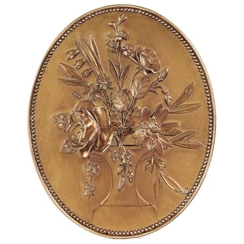 SIKOO Vintage Wall Sculptures Gold Flower Wall Art Hand Painted Ornate Wall Hanging Decoration Antique Pediment Wall Statue Ornament Decor Gallery for Kitchen Bedroom Living Room Cover