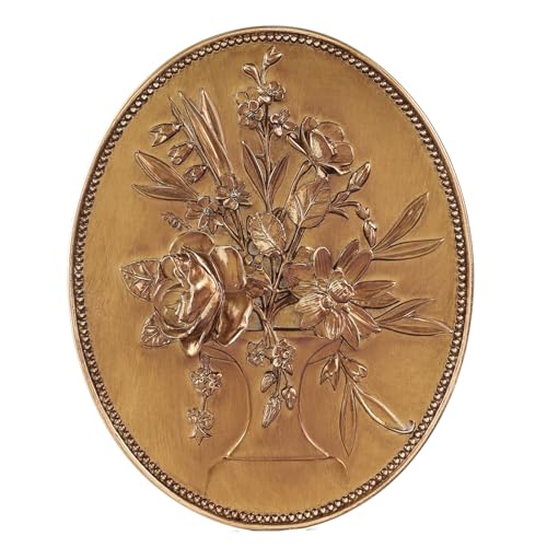 SIKOO Vintage Wall Sculptures Gold Flower Wall Art Hand Painted Ornate Wall Hanging Decoration...