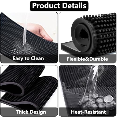 CiciIng 2 Stück 30 x 15 cm Barmatte, Gummi Abtropfmatte Geschirr, Kaffee Tampermatte, Überlaufmatte Schnell Trocknend für Bar Küche Café Restaurants Theke (Schwarz)