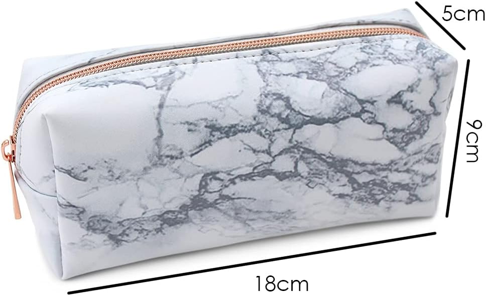 Fashion Stationery Pencil Case for Girls Teenagers or Women Pencil Cases for Secondary School Supplies or College Stationary Storage (White Marble) - Image 4