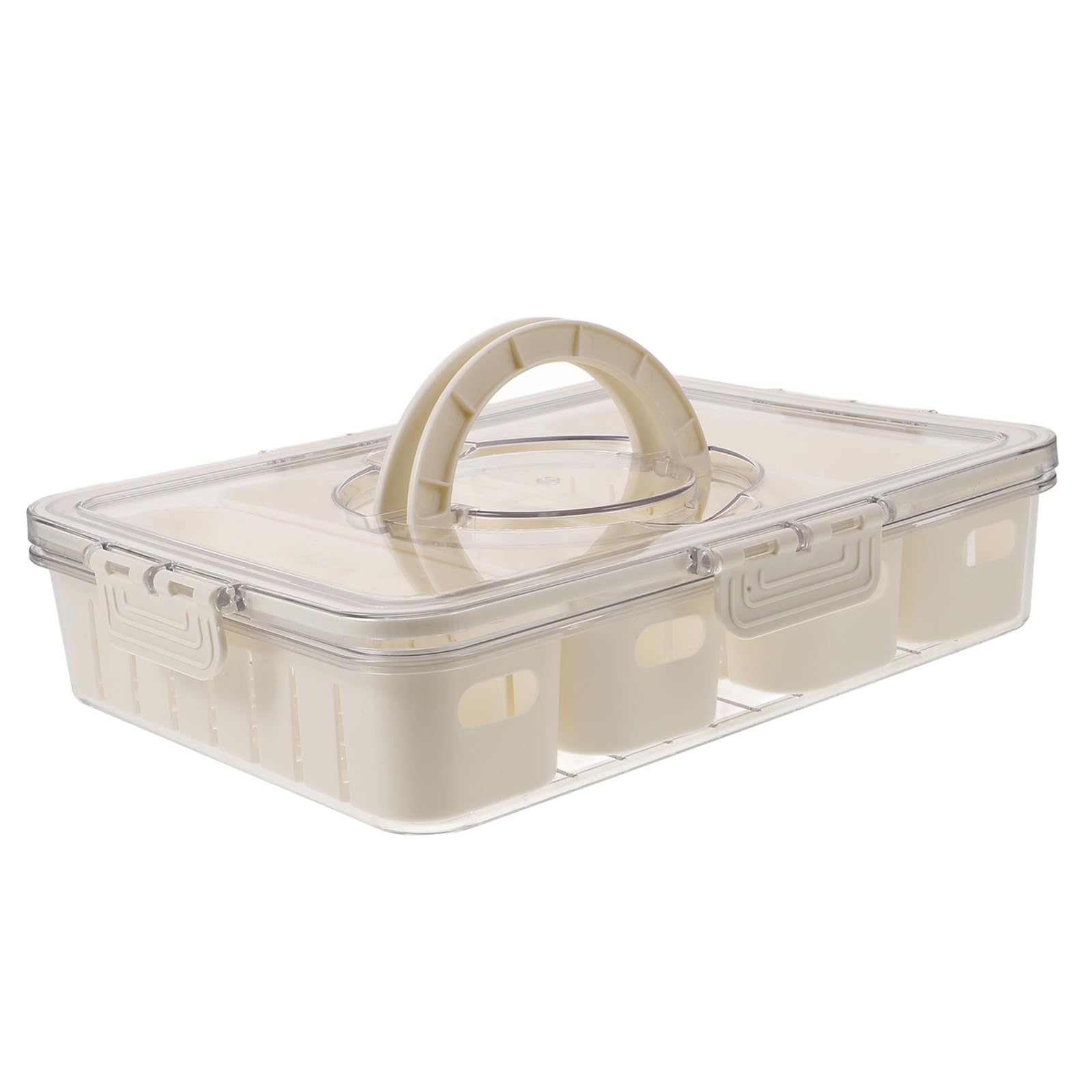 jojofuny Caja de Almacenamiento para Nevera y Picnics al Aire Libre Fabricada en PET Reutilizable Compartimentos Divididos, Tapa y Asa para Frutas y Especias