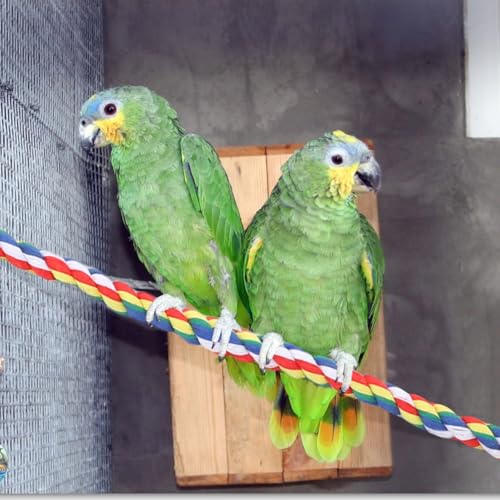 Image of iplusmile Bird Rope Perch 31.5 Inch Length Colorful Cotton Bendable Rope Perches for Parrots, Cockatiels, Parakeets, Budgie Cages Comfy Birds Colorful (Pack of 2)
