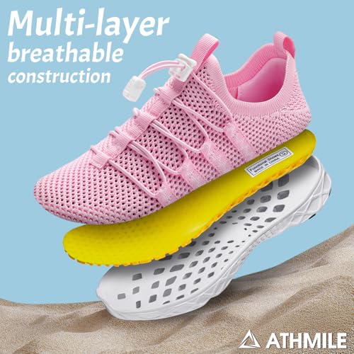 Image of ATHMILE Water Shoes for Men Women Barefoot Hiking Swim River Beach Knit | Adult Lake Pool Aqua Socks Quick Dry for Hiking Surfing Kayaking Sport Accessories Camping Must Haves