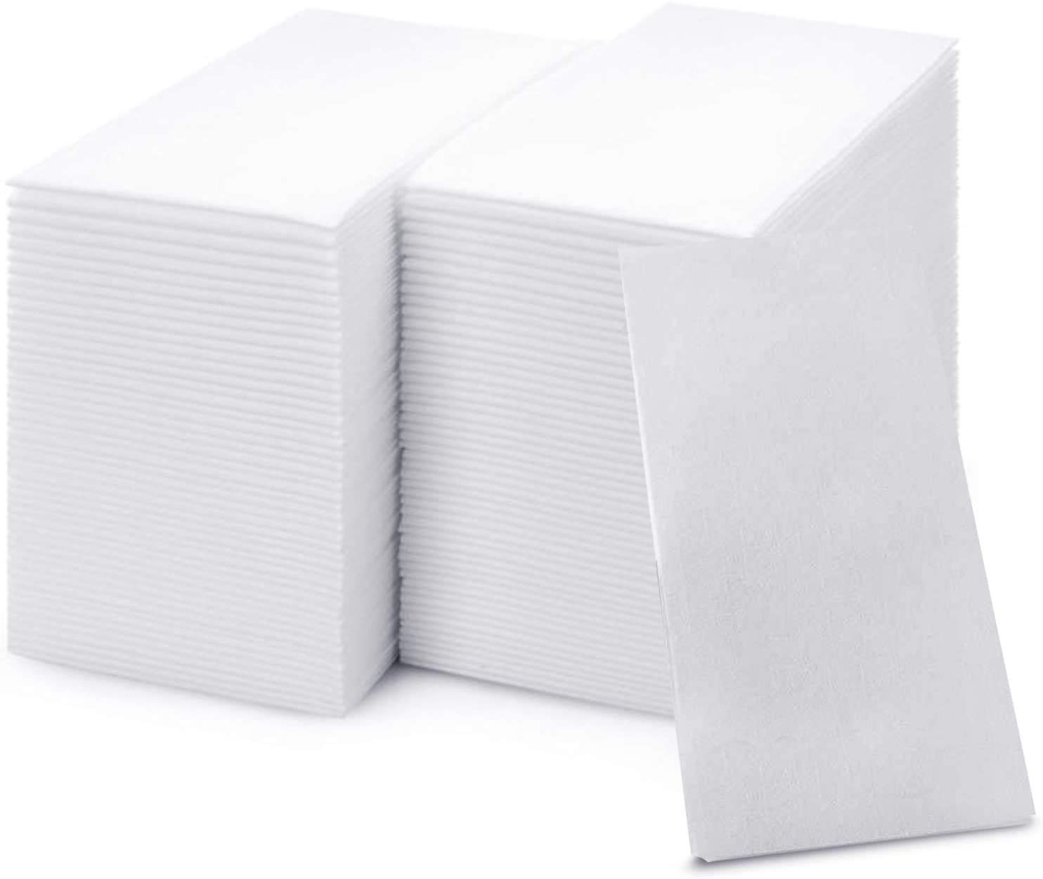 100 Paper Towels Cloth-Like Hand Tissue Paper Napkins, Disposable Hand Towels for Bathroom Guests, Disposable Face Towel for Guest, Washcloths or Dinner Napkin, Made in USA, White