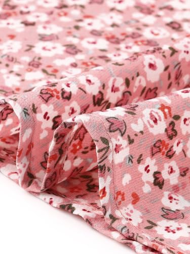 Image of Allegra K Women's Peter Pan Collar Tie Neck Short Sleeves A-Line Elegant Belted Vintage Floral Dress