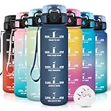 Motswedi Borraccia 1 litro,Riutilizzabile, Borraccia Motivazionale, a Prova di Perdite, Bottiglia Acqua, Senza BPA, Borracce, per Sport, Ciclismo, Palestra, Ufficio, Running, Blu Scuro