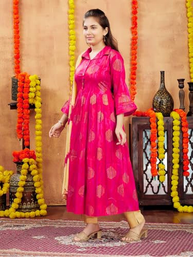 Image of Aarika Girls Cotton Regular Fit -Rani Printed Kurti