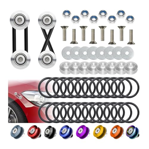 Image of BFXM Universal Bumper Clips, Front Rear Bumper Quick Release Kit, Bumper Holders for Cars (8 Silver Bumper Quick Release Tabs and 24 Customized O-Rings)