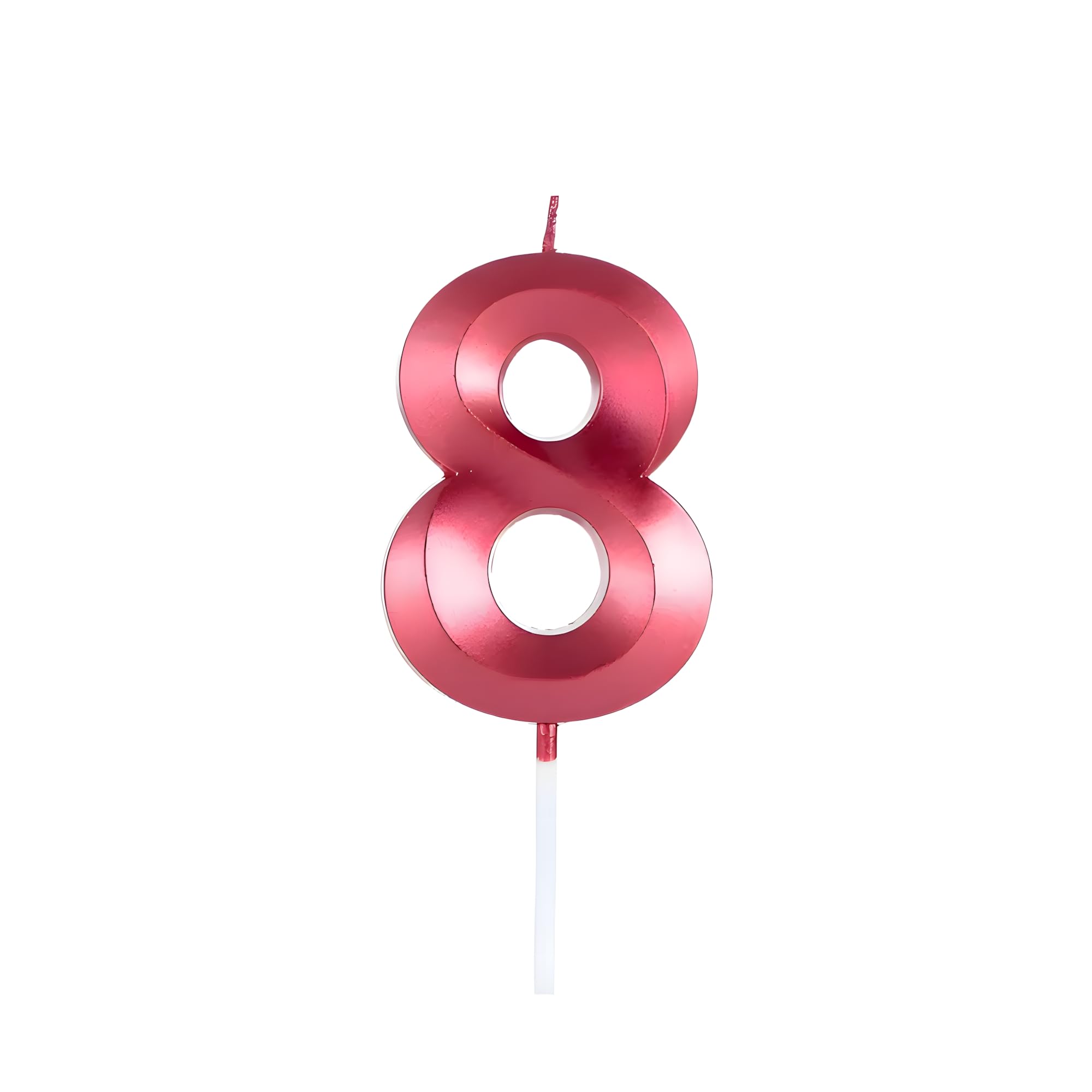 Juzfun Birthday Candles 8 Metallic Red Number Eight Year Candle Anniversary Cake Topper Decoration Size Width 3.5 x Height 5 cm