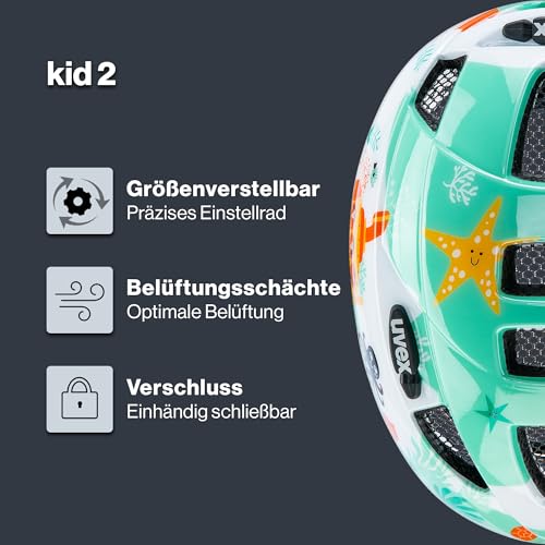uvex Kid 2 Kinderfahrradhelm, Underwater, 46-52 cm – Ansicht 2