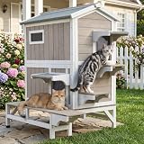 PetsCosset Multi-Level Outdoor Cat House Weatherproof with...
