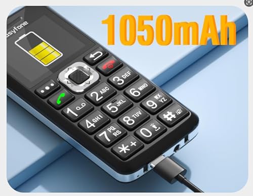 Easyfone T200 4G Mobiltelefon Tastenhandy ohne Vertrag für Senioren und Kinder mit Taschenlampe - FM-Radio - Bluetooth - SOS - Telefon mit großen Tasten (Schwarz)