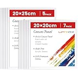 Umriox Canvas for Painting, Set of 12 Canvas Panels - 20x20cm, 20x25cm,CottonAcid-Free Blank Painting Canvases for Acrylic Paint, Oil Paint & Wet Water Art Media - Image 1