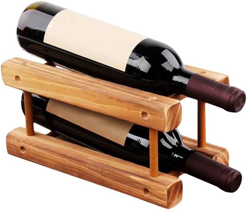 Wooden Wine Stand Kitchen Supplies Folding Red Wine Rack Drink Bottle Holders Portable 2-4 Bottle Holder Bar Display She (Color : Beige Size : 2 Bottle)