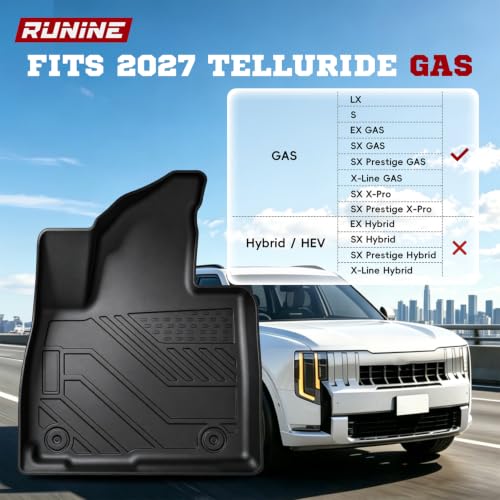 Image of Floor Mats for 2027 Kia Telluride Gas Only (Not for Hybrid) 7&8 Seater TPE Custom Car Floor Mats Full Set Trunk Mat with Backrest Mat All Weather 2027 Kia Telluride Accessories