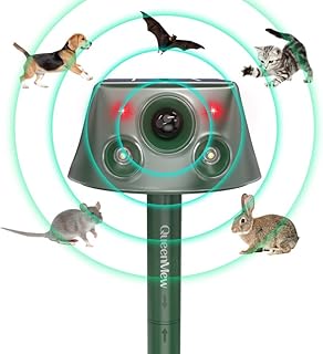 Animal-Deterrent Solar Powered, Animal-Deterrent-Devices with Motion Sensor and Flashing Light, Waterproof Outdoor Animal-Chase-Deterrent for Bird Deer Skunk Squirrel Raccoon Cat Rabbit