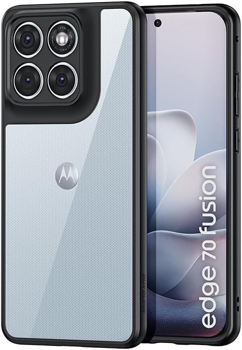 Image of VONZEE Clear Back Case Cover for Motorola Moto Edge 70 Fusion 5G | Shockproof Design | Hard Back Cover Case for Motorola Moto Edge 70 Fusion 5G (PC & TPU, Black)