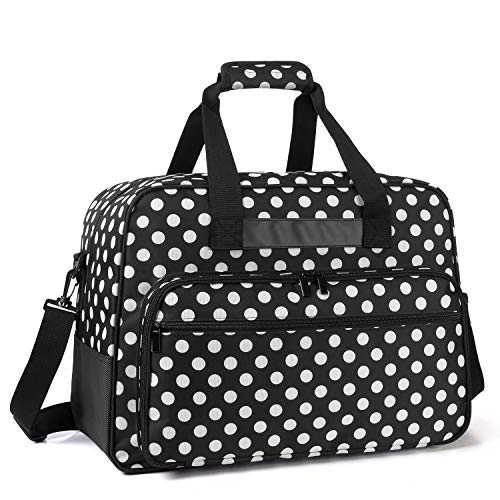 Yarwo Serger Carrying Case, Universal Overlock Sewing Machine Tote Bag with Anti-Slip Padded Bottom for Most Standard Overlocker Machine and Supplies, Black Dots