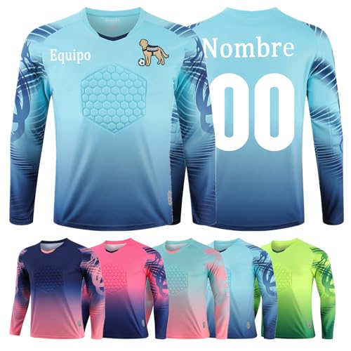 OPUTWDF Camiseta Portero niño, Hombre y Mujer - Camiseta Portero Futbol con Protecciones en los Codos - Camiseta Portero Futbol Transpirable con protección óptima