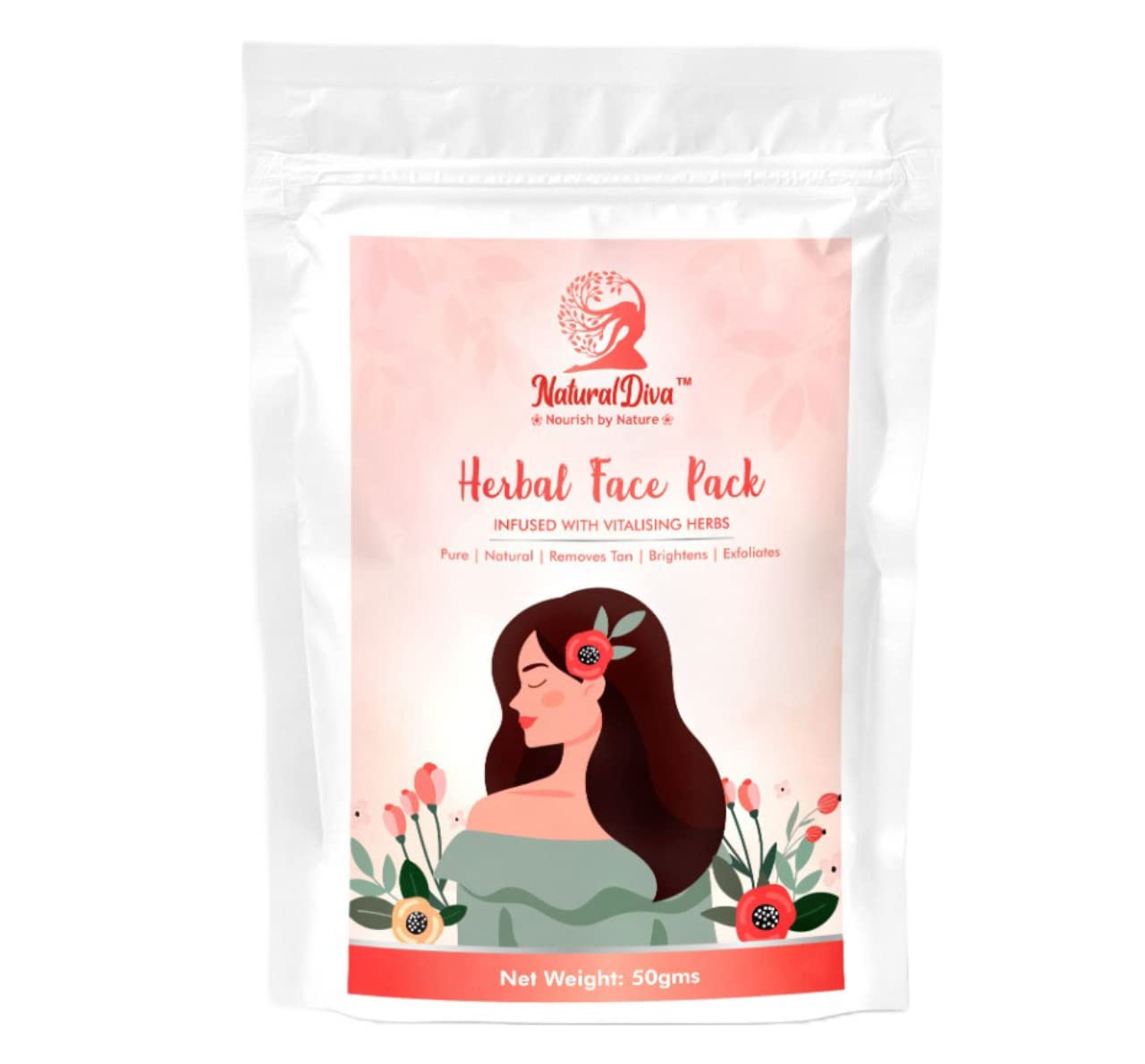 Natural Diva Herbal Face Pack Oil Control | Tan Removal, Acne & Pimples, Glowing Skin, Skin Whitening | 50gms (pack of 1)