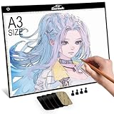 【Santek】トレース台 A3 LEDライトボード 無段階調光 薄型 軽量 5000K昼白色 USB Type-C給電 目にやさしい 光ムラなし 磁石付き 書道 イラスト 漫画 製図 刺繍 ダイヤモンドアート トレーシングボード ライトテーブル (A3サイズ)