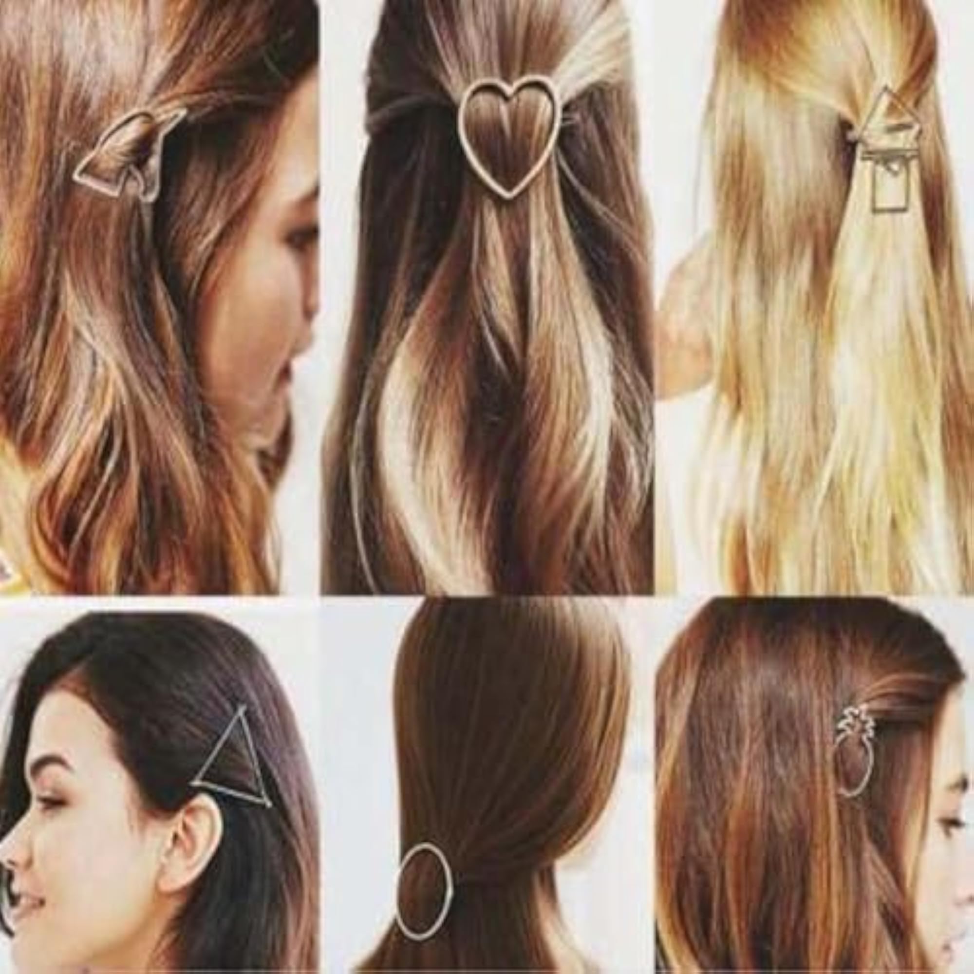 Stylish Metal Geometric Design Hair Clips Pack of 12