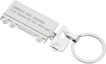 ECSiNG Porte-clés de Camion 'Drive Safely' en Alliage de Zinc Porte-clés pour Rappel de Sécurité Conducteurs de Camion 7cm X 2.5cm
