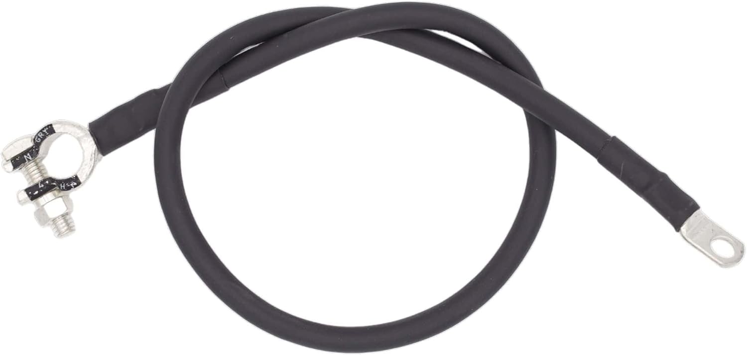 4 AWG Battery Cable with Battery Terminals, Pure Copper Wire, Automotive, Power Inverter, Welding, Golf Cart, Lawn Mower, Motorcycle (Black Wire, 5 FT (60 in), 1/4" to Top Post Neg, 1pc)