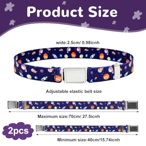 Image of GUSTAVE 2pcs Belt for Kids, Stretchy Kids Belt for Boys Girls, Fashion Adjustable Waist Belts, Elastic Silver Buckle Child Toddler Belts