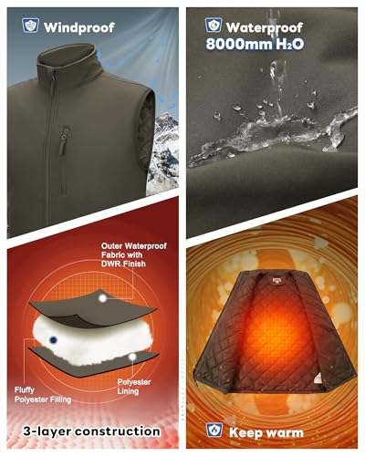 Outdoor Ventures Men's Casual Outerwear Vest Lightweight Winter Zip Up Sleeveless Jacket for Hiking Travel Golf Running