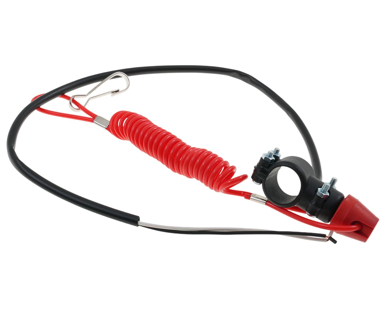 Zündunterbrecher Killswitch Racing rot (Öffner) mit Lenkerklemme Notaus, Reißleine universal Roller, Motorrad, Quad, Enduro, Jetski