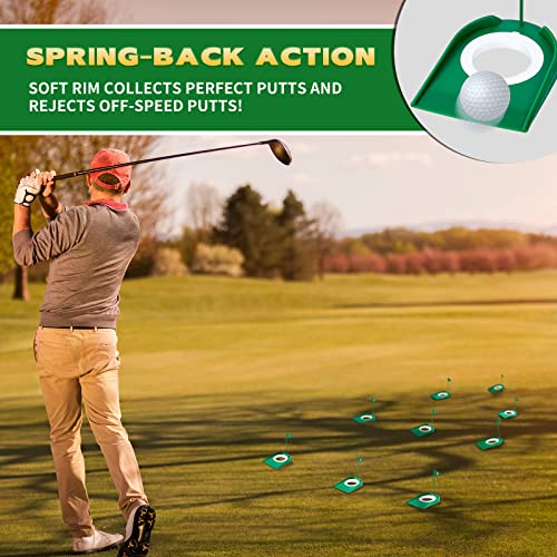 9 Pack Golf Putting Cup And Flag Plastic Golf Hole Training Aids Golf Training Putters For Indoor Outdoor Kids Men Women Office Backyard Garage Accessories (Green, Number) #TOP3