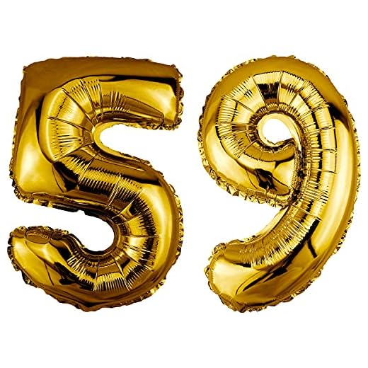 DekoRex Globo dorado 82 cm Globo cumpleaños Fiesta boda (número 59)