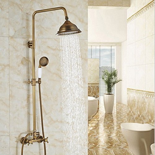 Set robinet de douche pluie Gowe en laiton antique mural