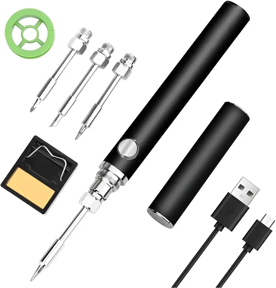 Ferro de Solda Portátil sem Fio, Recarregável via USB, Kit Completo com Pontas Intercambiáveis
