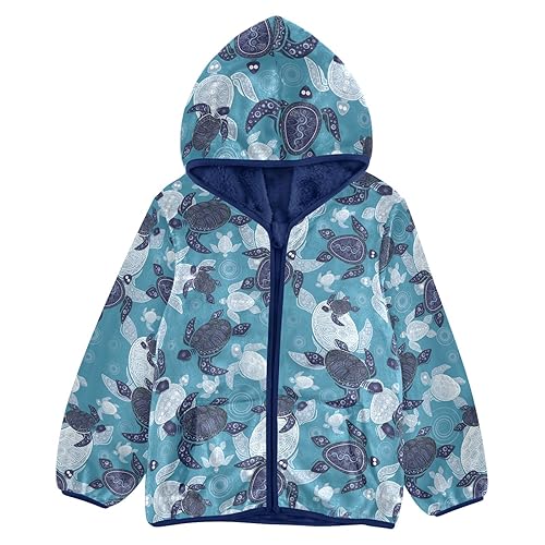 Sea Turtles Boys Fleece Hoody Jacket Zip Up Coat Warm Fall Winter Plush Jacket Long Sleeve Outerwear